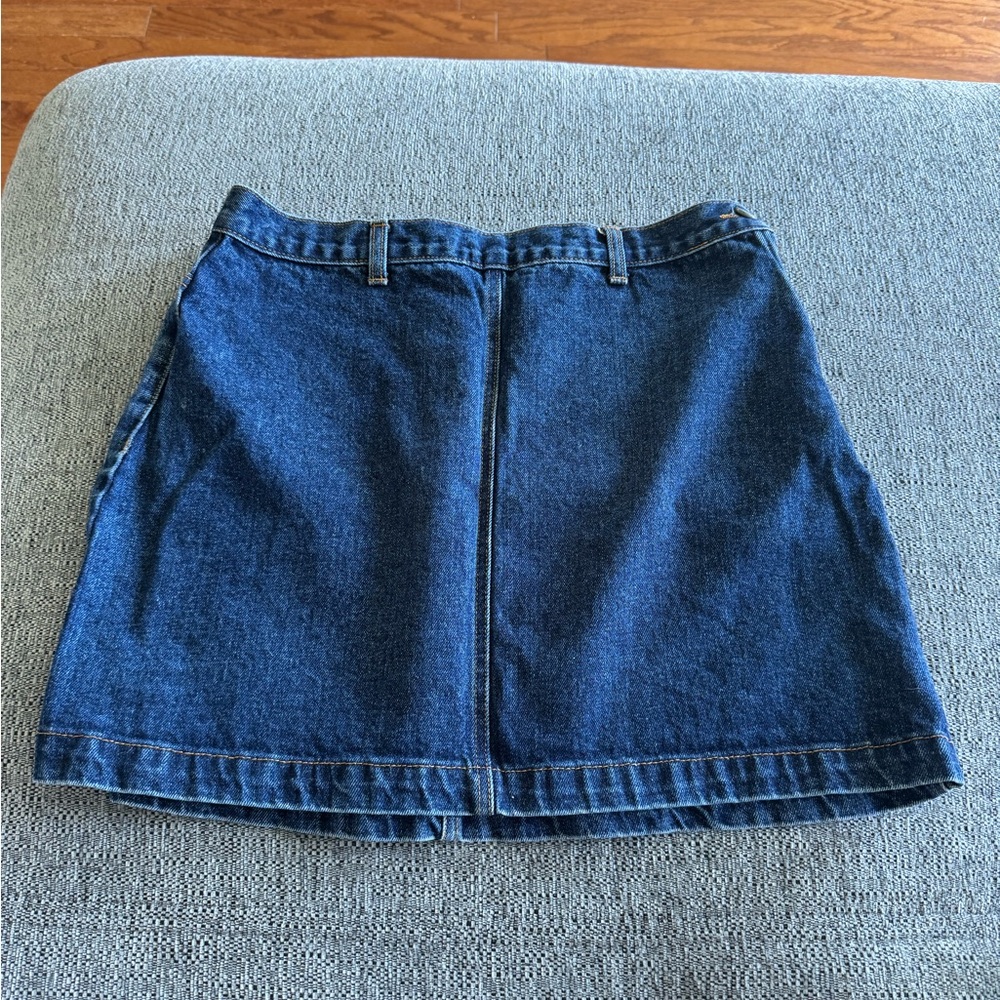 Calvin Klein Jean Denim Mini Skirt with side zipper and button, back pockets